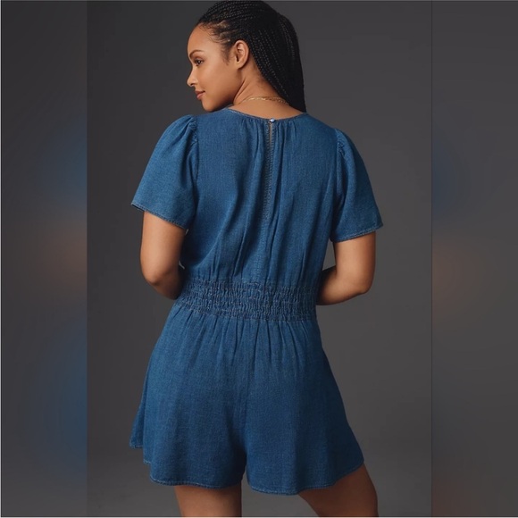 Anthropologie The Somerset Romper Denim Chambray Size XSP - Picture 5 of 12
